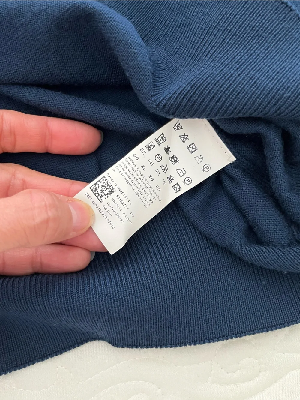 Boss Men's Navy Crewneck Sweater with Lime Accent xl